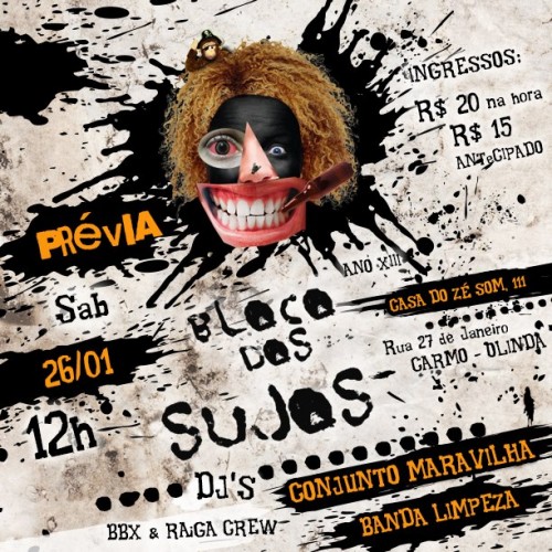 Bloco dos Sujos. Arte: Divulgação Bloco dos Sujos. Arte: Divulgação