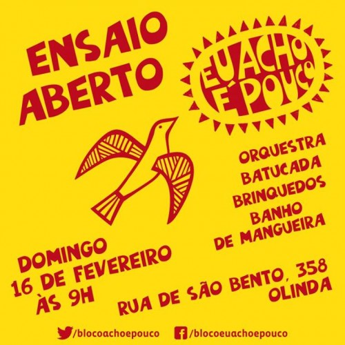 Arte: divulgação/Bloco Eu Acho é Pouco Arte: divulgação/Bloco Eu Acho é Pouco